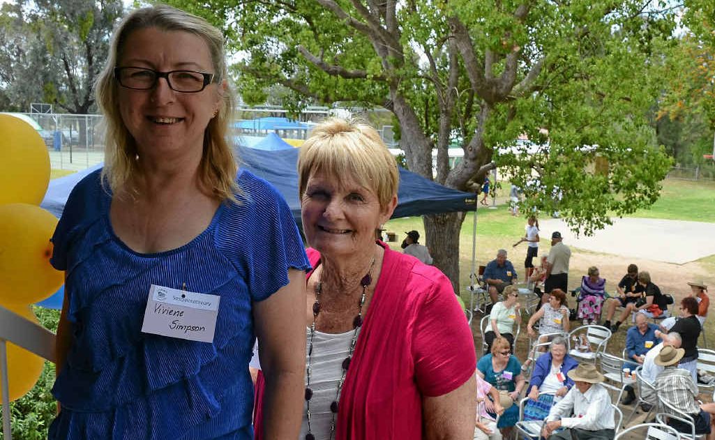 Leyburn State School principal Viviene Simpson (left) and anniversary committee member Vicki Webcke at the celebrations at the weekend. Leyburn State School principal Viviene Simpson (left) and anniversary committee member Vicki Webcke at the celebrations at the weekend.